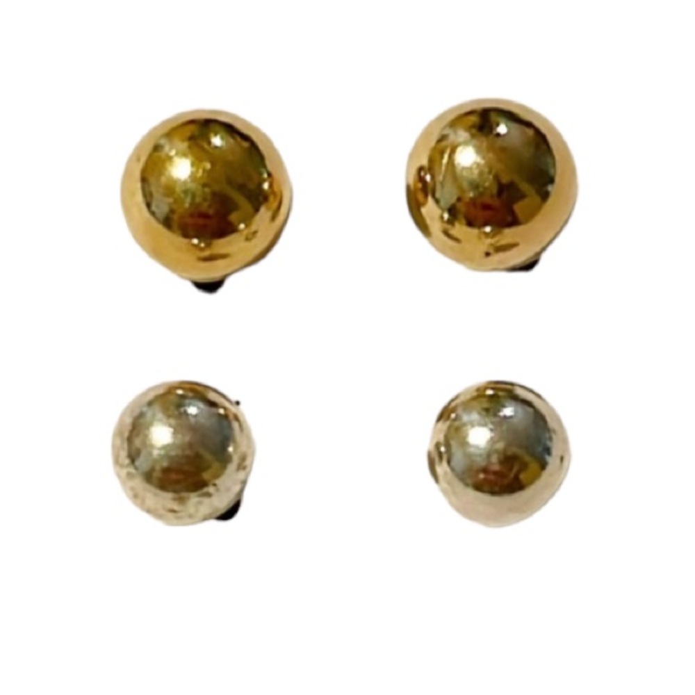 Metallic silver gold ball stud earring bundle